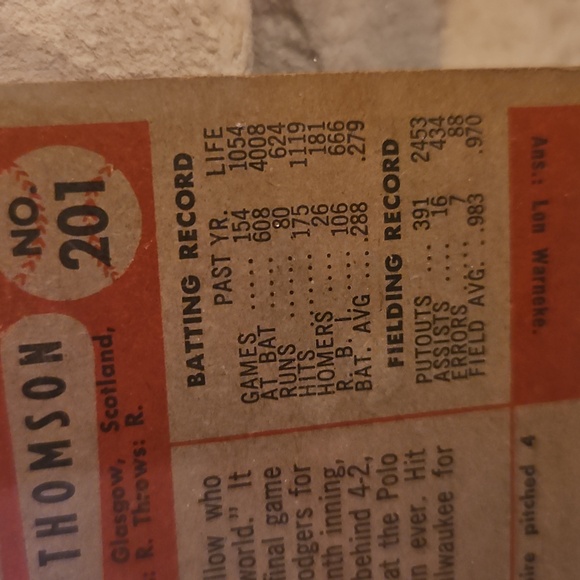 Bowman 1954 Bobby Thompson Baseball Card - Picture 11 of 11